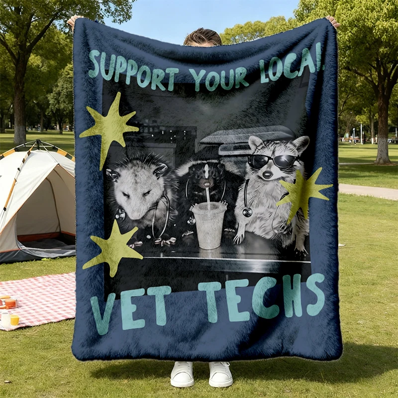 Vet Tech Warm Blanket, Raccoon Veterinary Technician Possum Gifts, Vet Assistant Soft Blanket