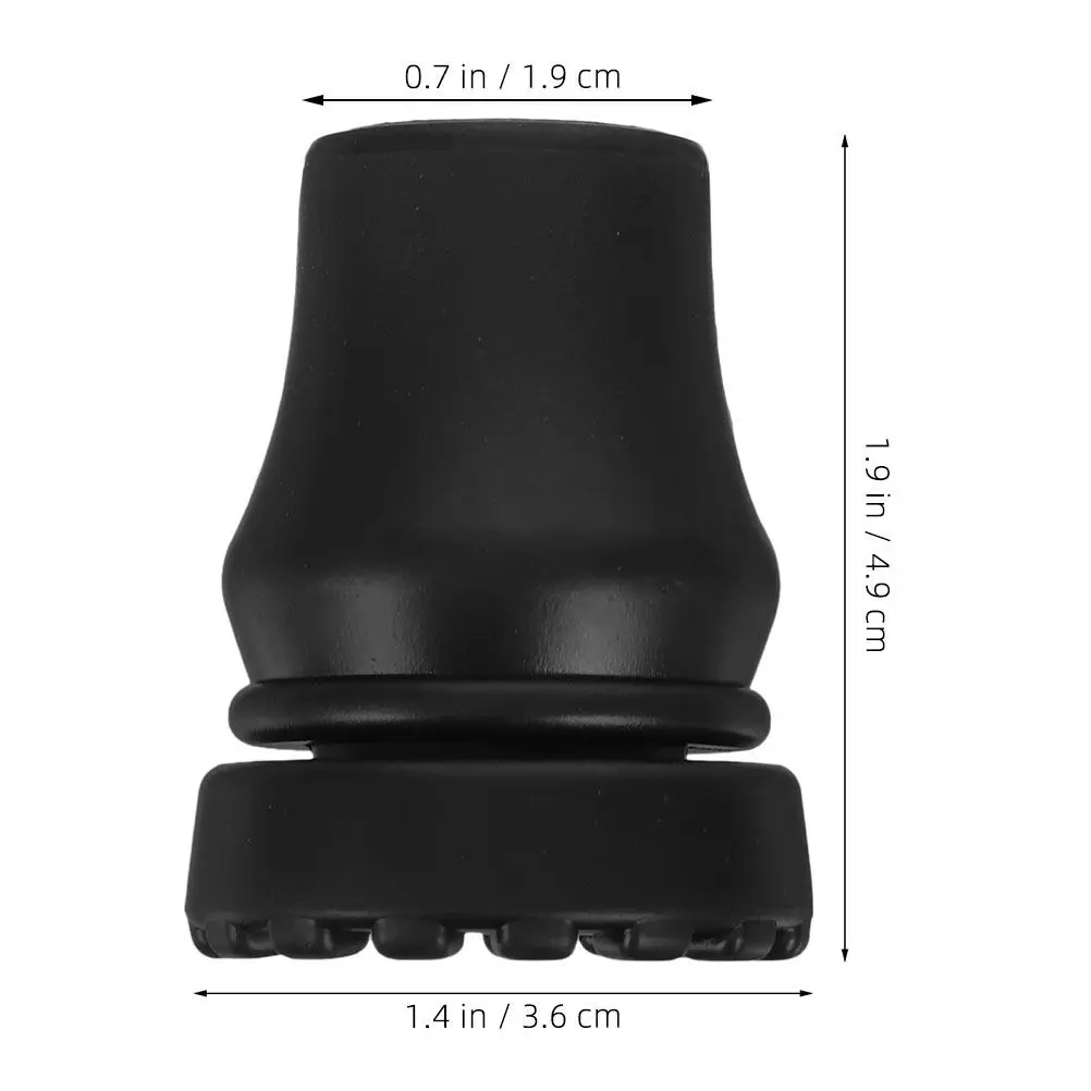 2Pcs Non-Slip Cane Tips 19Mm Diameter Black Rubber Walking Stick End Caps for Seniors Stability Grip Outdoor Indoor Heavy Duty