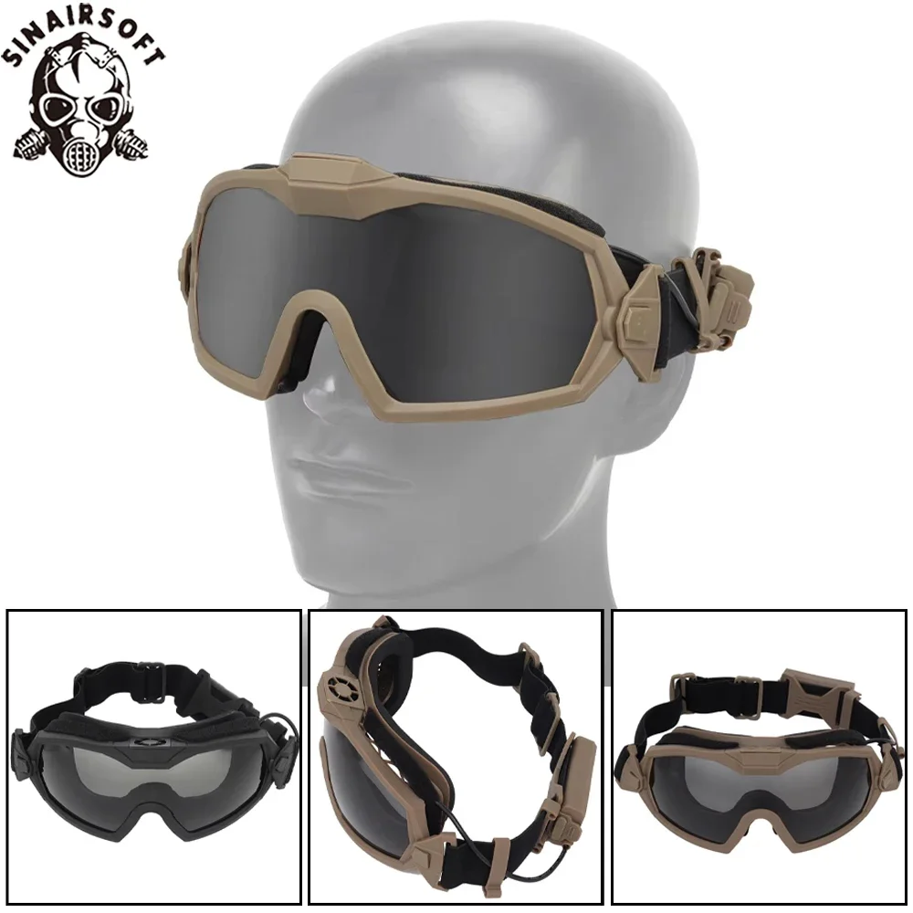 SINAIRSOFT Anti-Beschlag-Brille mit Lüfter, beschlagfreie Sportbrille, verstellbarer Kopfgurt für Radfahren, Outdoor-Laufen, Motorradfahren