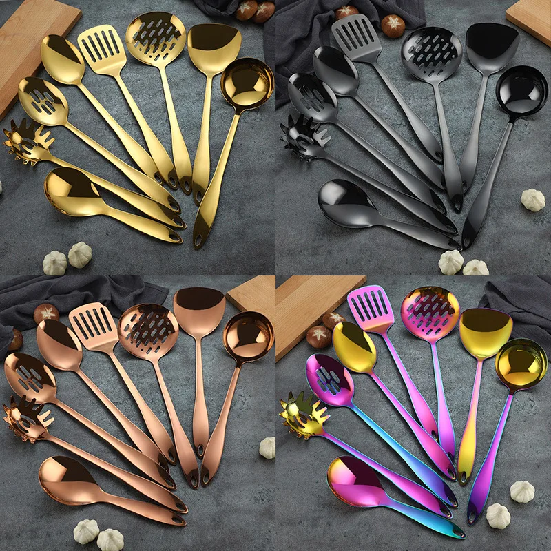 1 Set Kitchen Set Stainless Kitchen Utensil Utensils Skimmer Spoon Non Stick Soup Ladle Cooking Scoop Spatula Kit China Hutch