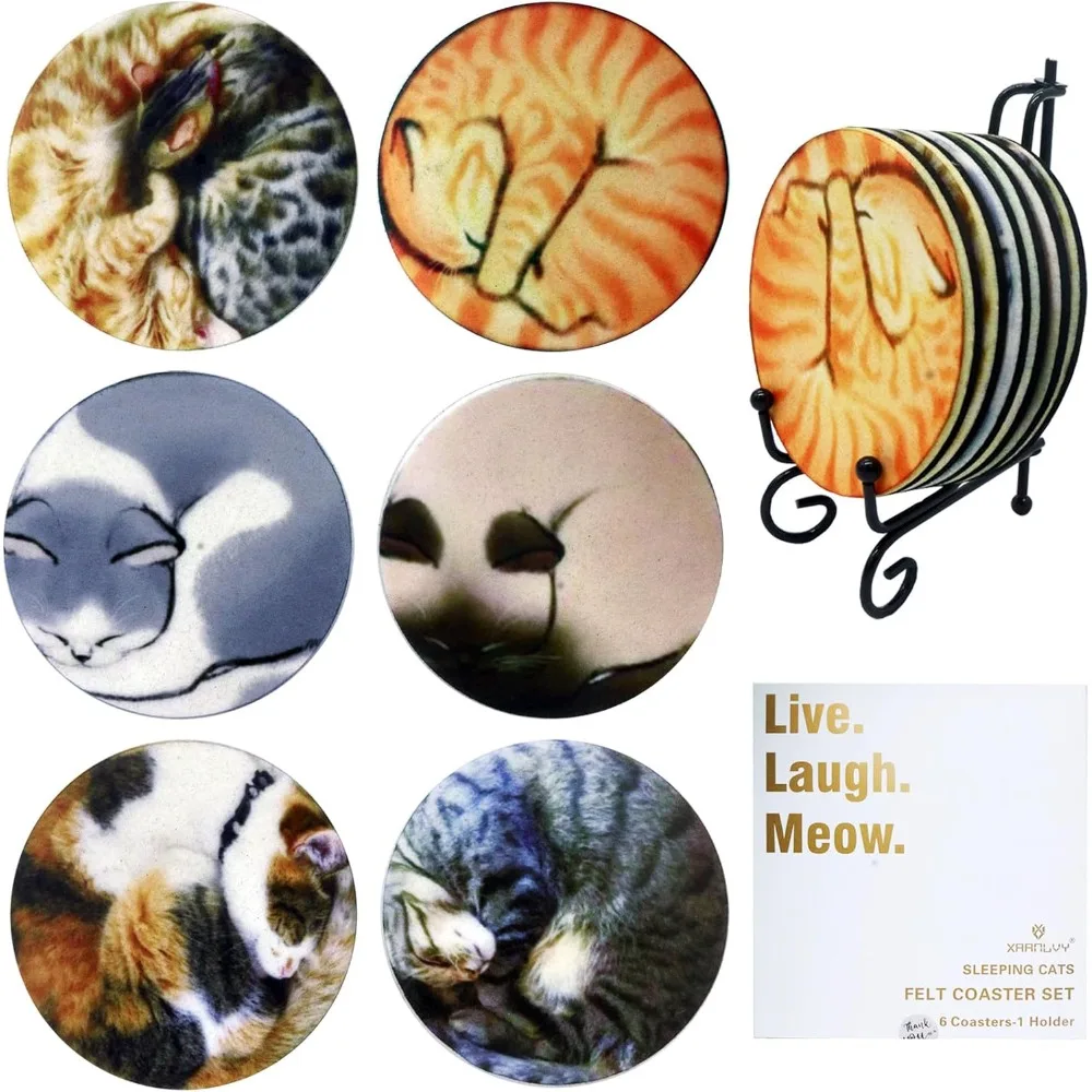 

6-piece Set of Beverage Coasters with Stands, Bar, Kitchen, and Dining Table Accessories