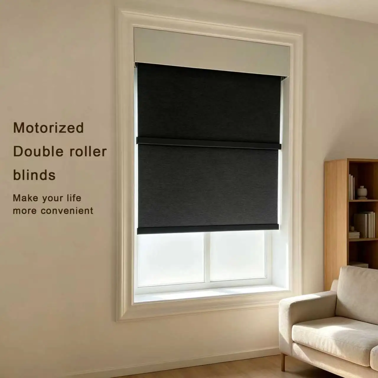2026 Square Cover Multicolored Fabric Connect Phone Wifi Alexa Google Intelligent Control Motorized Roller Blinds For Windows