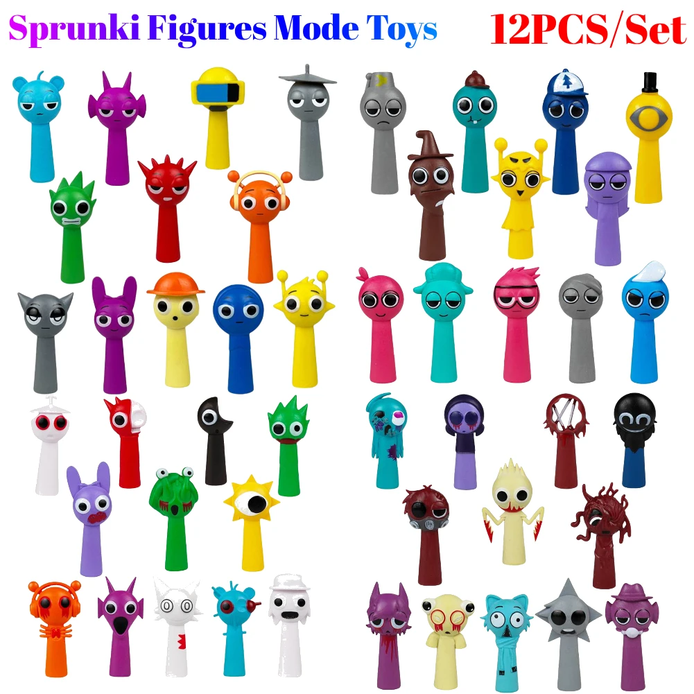 12PCS/Set Sprunki Figures Mode Toys Sprunki Incredibox Action Figures Sprunki Game Cartoon PVC Toys Kids Christmas Birthday Gift