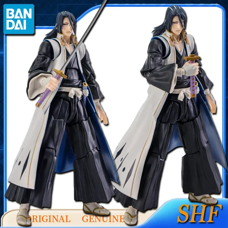 Bandai BLEACH asli SHFiguarts BYAKUYA KUCHIKI Anime figur aksi mainan untuk anak-anak hadiah perakitan Model ornamen