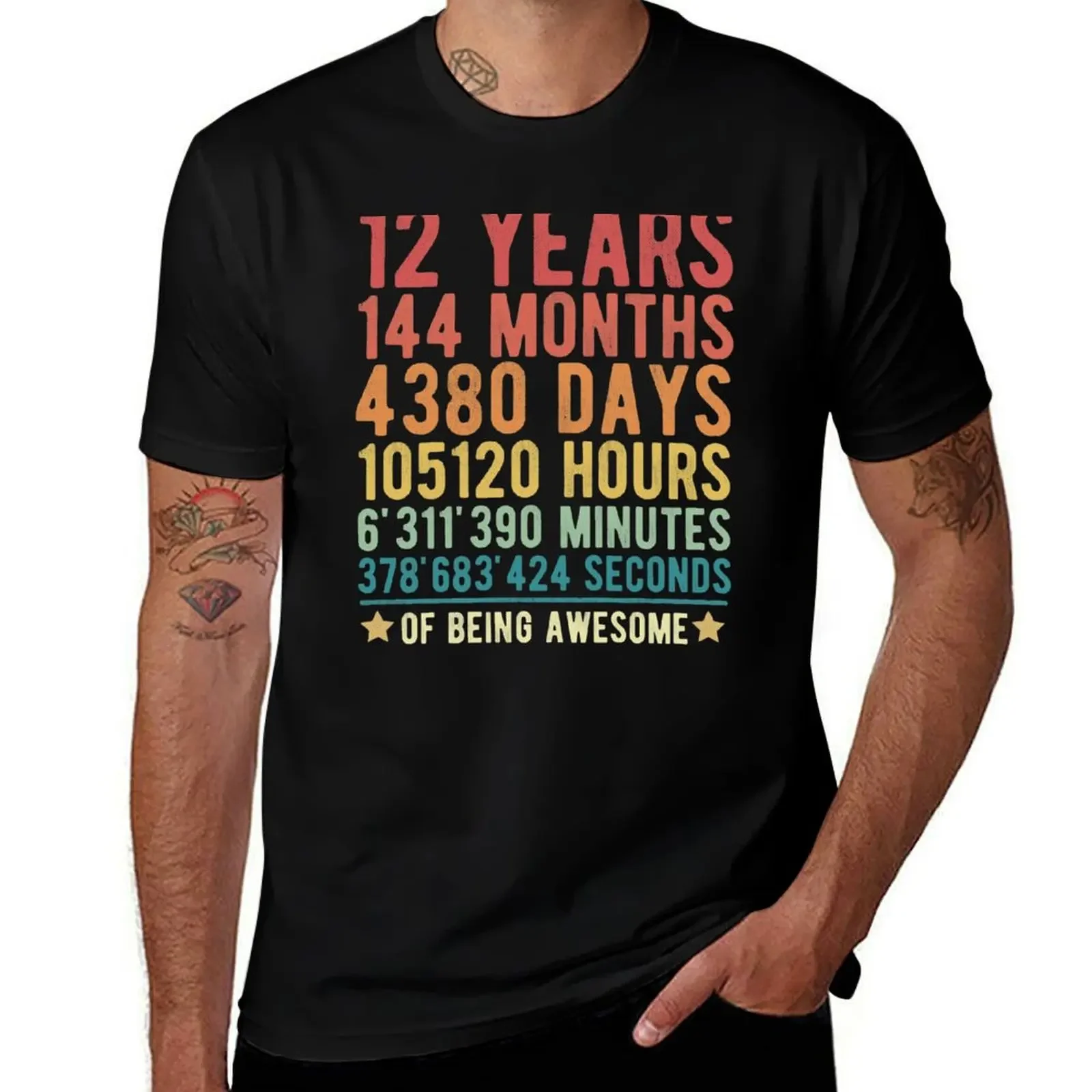 12 Years Of Being Awesome Vintage 12th Birthday Funny Gift T-Shirt new gifts and t-shirts anime tshirt mens t shirts top quality