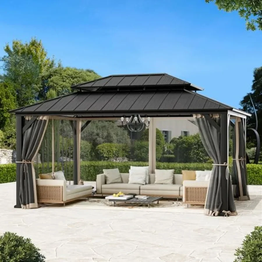 Gazebo Mosquito Netting Replacement Universal 4-Panel Sidewalls, Outdoor Gazebo Mosquito Nettings with Double Zipper, Replaceme
