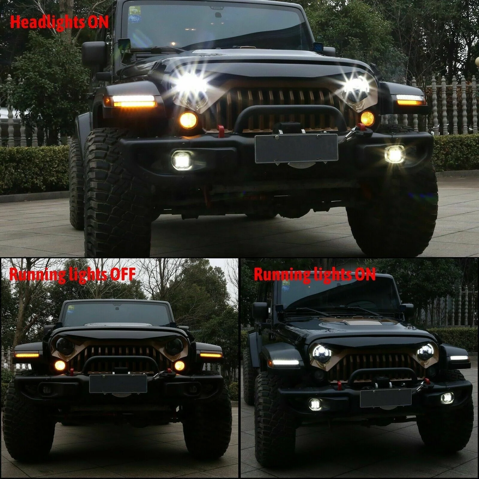 For 07-18 Jeep Wrangler JK High Top Front Fender Flares with Lights & Inner Liners