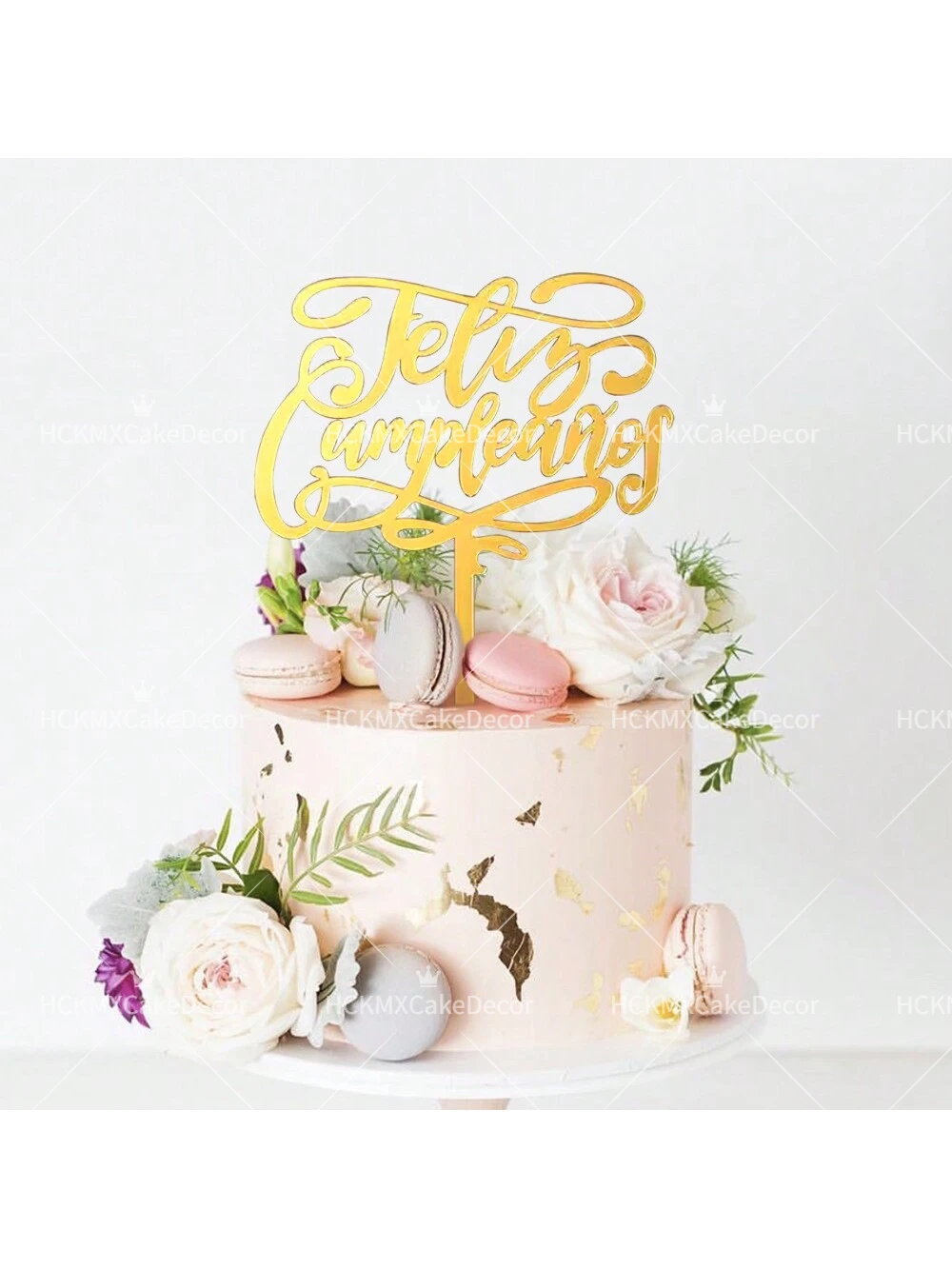3er/6er-Set Tortenaufsatz aus Gold-Acryl mit Spanischem 'Happy Birthday' Schriftzug für Geburtstagsfeiern und Cupcake-Dekoration – Detail 3