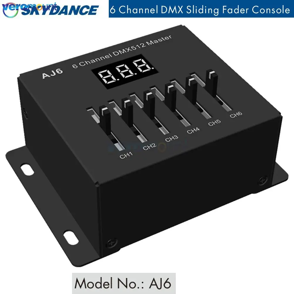 Skydance 5V -12VDC 6 Channel DMX Sliding Fader Console Master AJ6 6CH 3 x AAA Battery DMX512 Controller Wiring Dip-Switch