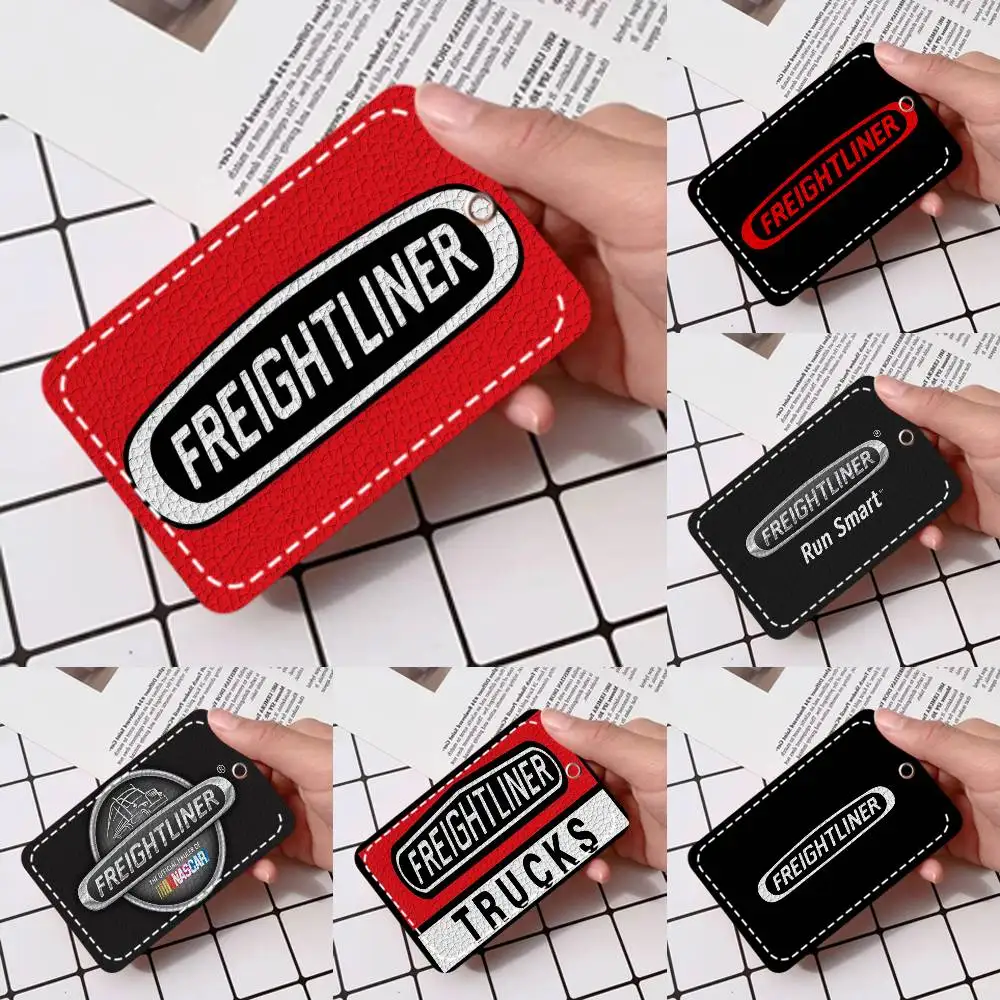 

F-FreightlinerS Card Holde Applicable To Credit Cards Bus Card Soft Leather Rectangular Keychain Protective Cover