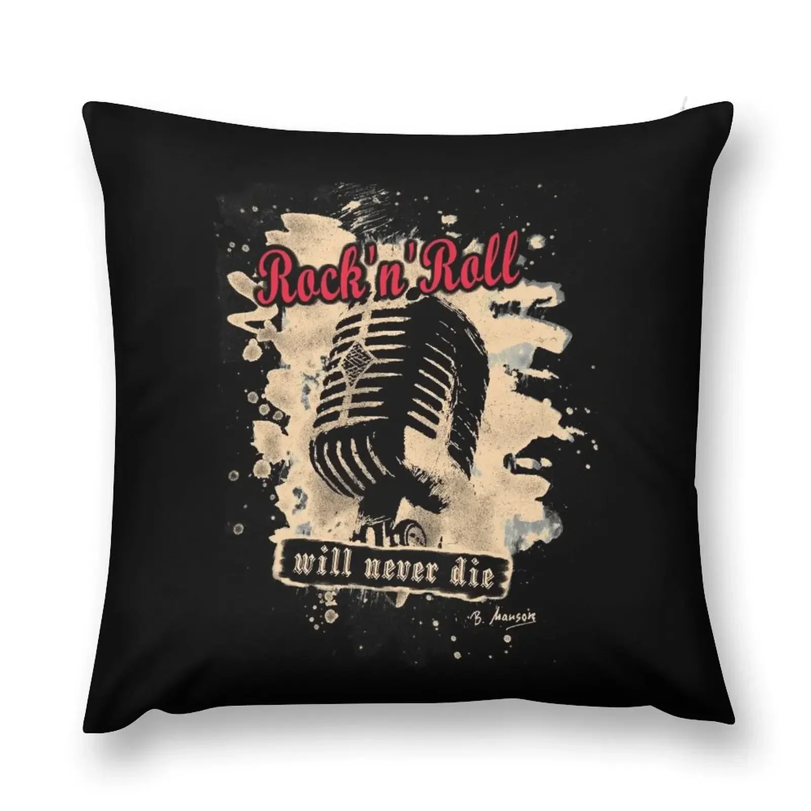 Rock-n-Roll Microphone - red Throw Pillow Pillow Cases Decorative Pillow Cases