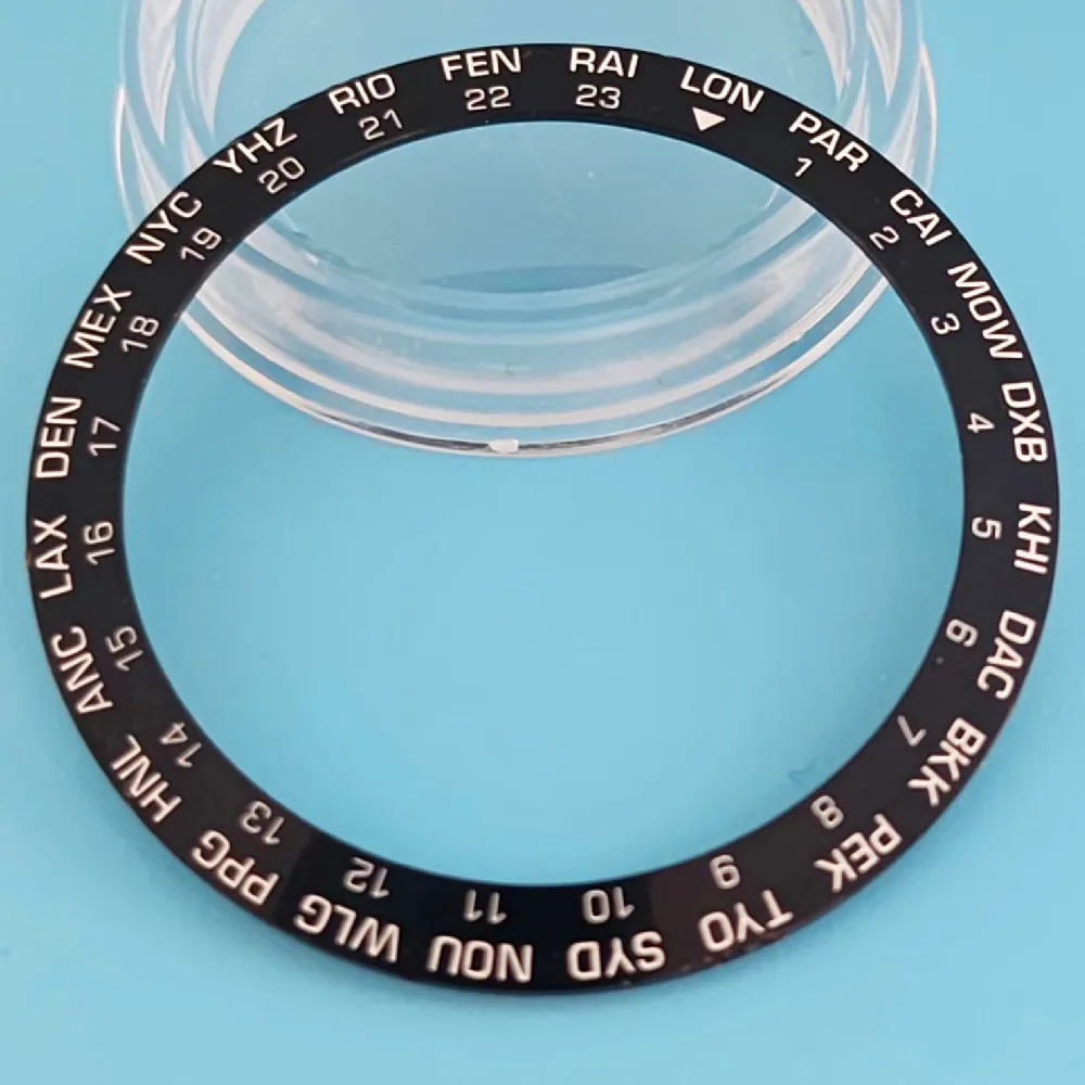 38mm Alloy Multi Time Zone Display Bezel Insert Fits 40mm 41mm Stainless Steel Watch Case