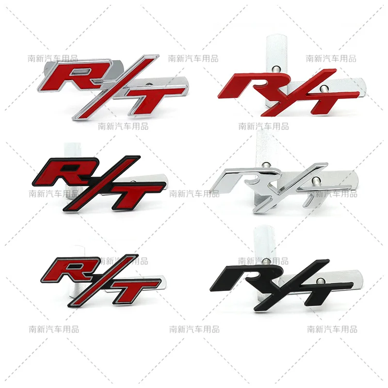 Insignia de Metal 3D R/T RT Srt, emblema de rejilla delantera de coche, pegatinas para cargador Ram Viper Magnum Avenger Challenger Caravan, estilo de coche