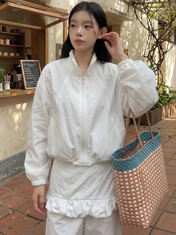 

Women's Spring Summer New Sle Two-Piece Set Sun Protection Outerwear Straight Leg Pants Faionable And Practical Outfit