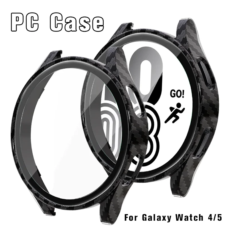 Glass+Case for samsung Galaxy watch 4 5 44mm 40mm Accessories PC all-around Anti-fall bumper cover Galaxy watch Screen protector