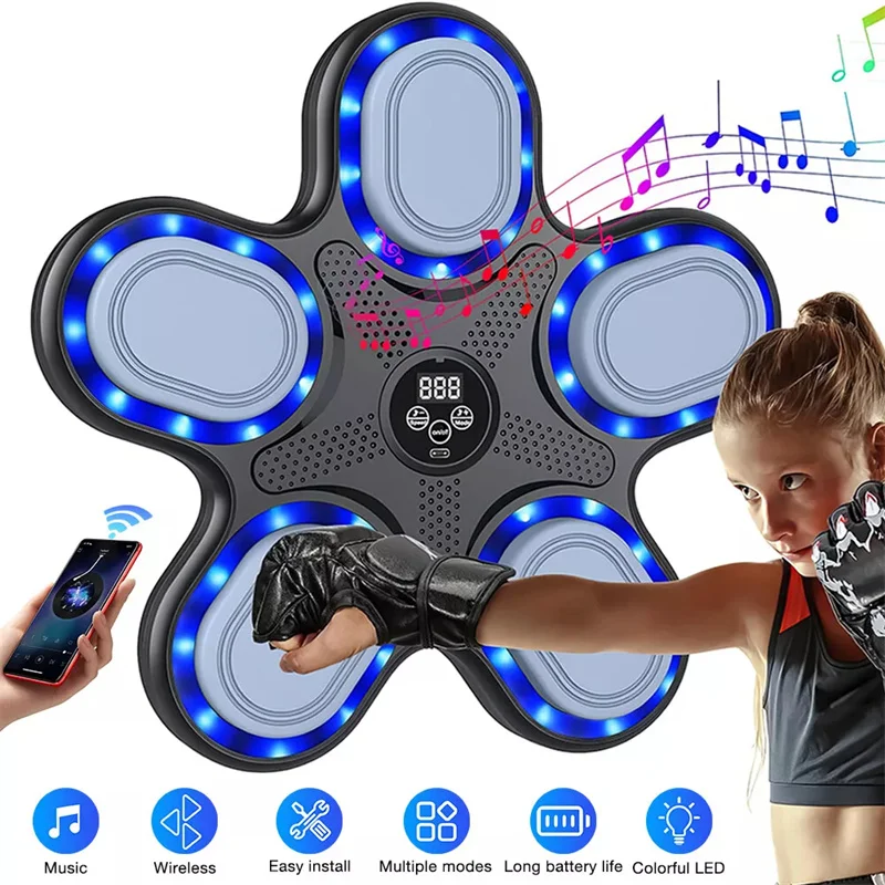 آلة الملاكمة الموسيقية آلة تجريب الملاكمة بلوتوث متوافقة مع الملاكمة جدار الهدف معدات التمرين المثبتة على الحائط لصالة الألعاب الرياضية المنزلية #6