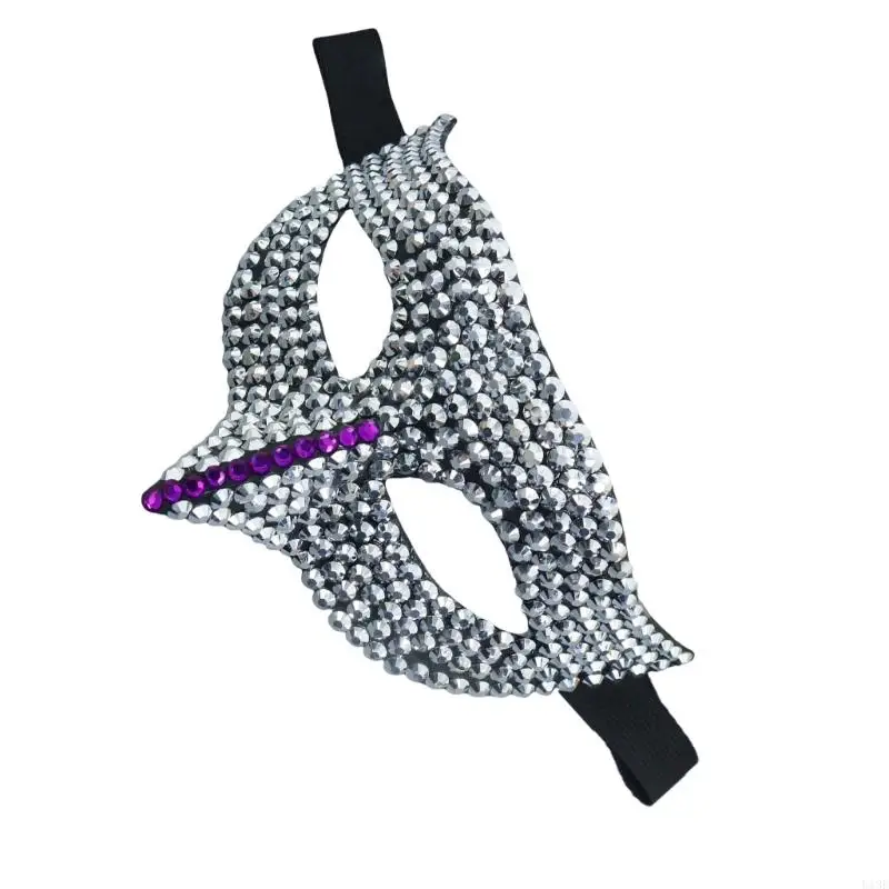Rhinestones Masquerade Mask Half Face Mask Halloween Party Eye Mask for Men Women Cosplay Masquerade Costume Accessories
