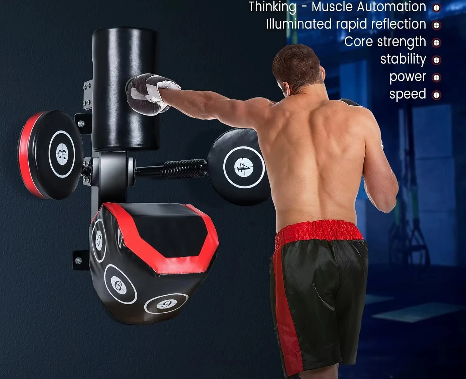 Saco de boxe pesado de parede de alvo de boxe de velocidade de sparring multiponto, alvo de combate masculino