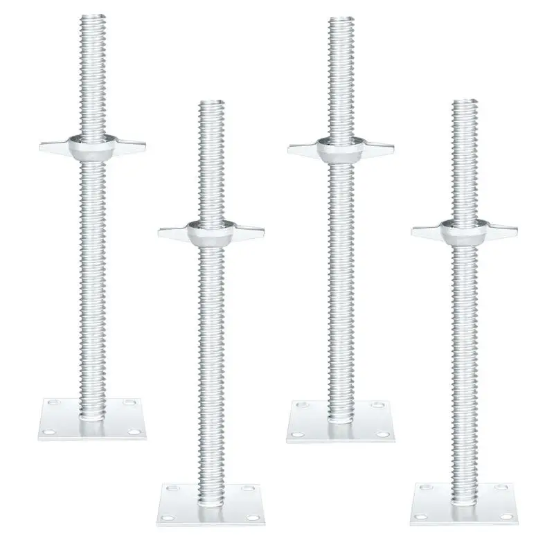 Scaffolding Leveling Jack 4 Pieces Scaffolding Screw Jacks Galvanized Scaffolding Screw Brackets With Base Plate For Home