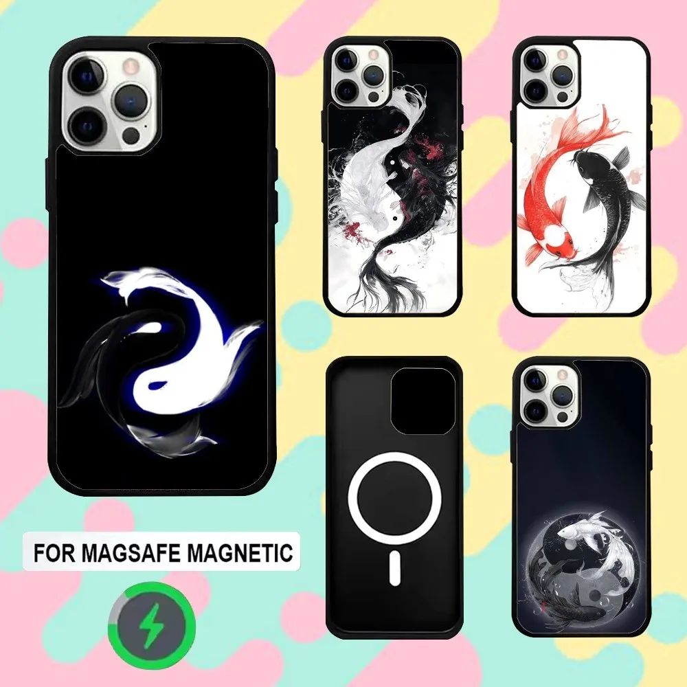 

Koi Carp Fish Yin Yang Art Phone Case For iPhone 16e,16,15,14,13,12,11,Plus,Pro,Max,Mini Magsafe Magnetic Wireless Charging