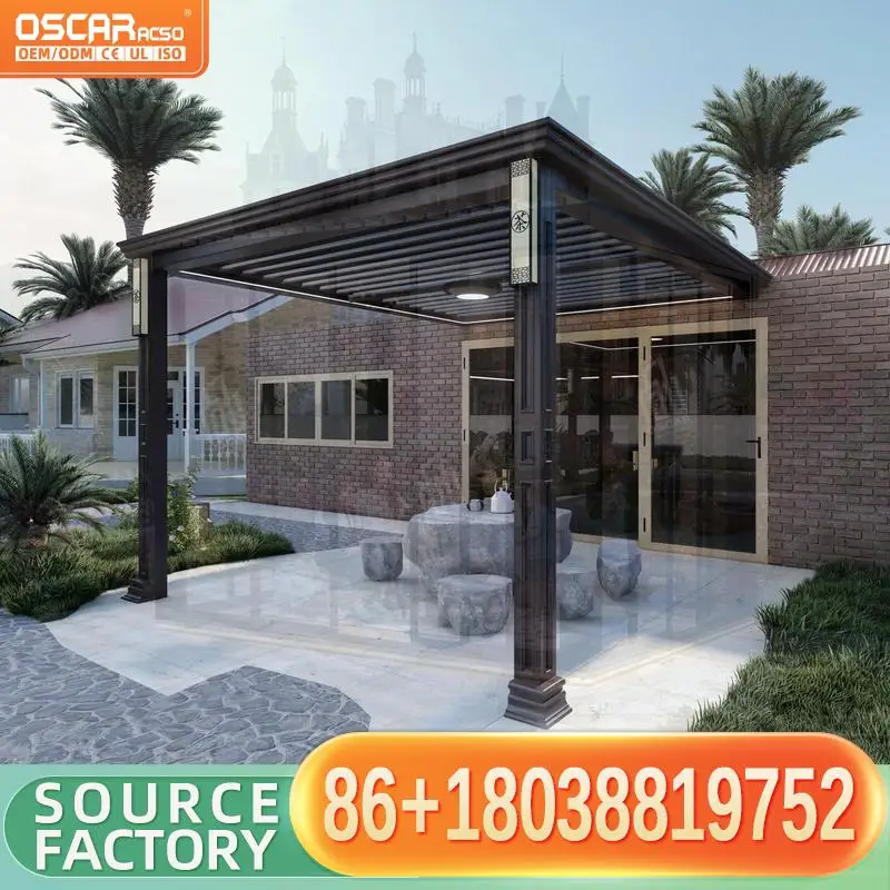 Tailor Made Garden Decor Hand Operated Aluminum Pergola Tunable Slatted Top Mist Resistant Backyard Awning Innovative Stylish Ro