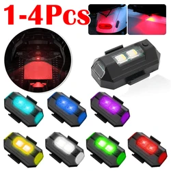 1-4Pcs Motorcycle Lights USB LED Anti-Collision Warning Light for Motorcycle Scooter Car RC 7 Colors Night Turn Signal Light