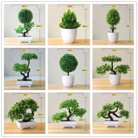 New Green Artificial Plants Bonsai Small Tree Pot Plants Fake Flowers Potted Ornaments for Home Decoration Hotel Garden Decor