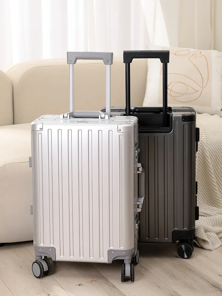 Bagages en alliage d'aluminium et de magnésium pour femmes, cadre en aluminium de 24 pouces, roue universelle, boîte à roulettes pour hommes, embarquement de 20 pouces