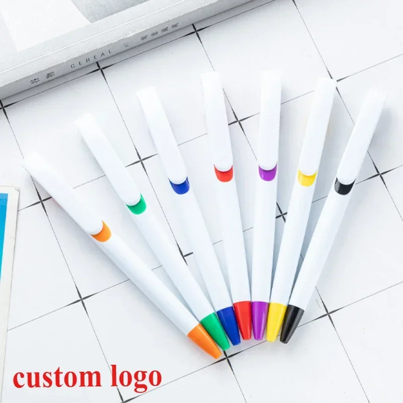

100pcs Free Custom Logo Ballpoint Pen Colorful Printed Business Gift Office School Supplies