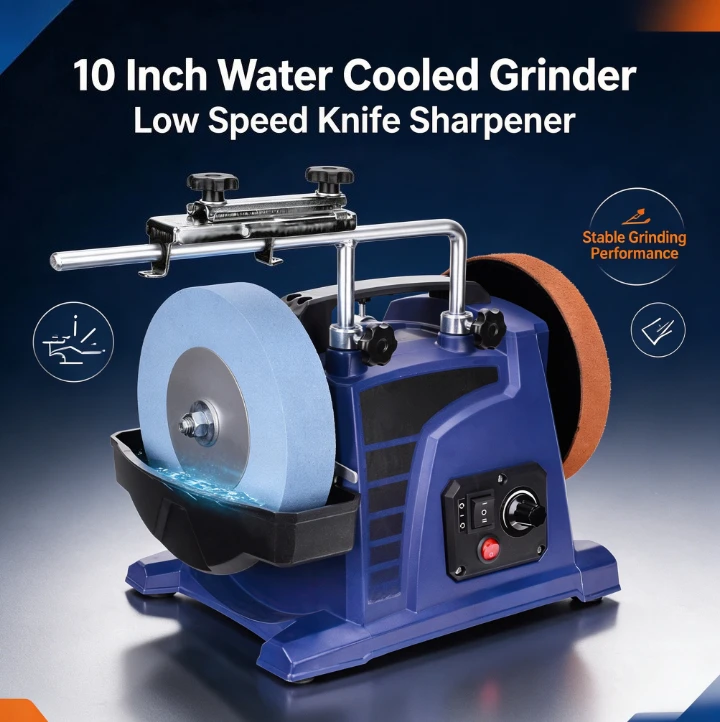10 Inch Water Cooled Low Speed Knife Sharpener Household Bench Grinder For Sharpening Scissors Lathe Cutter Grinding Tool