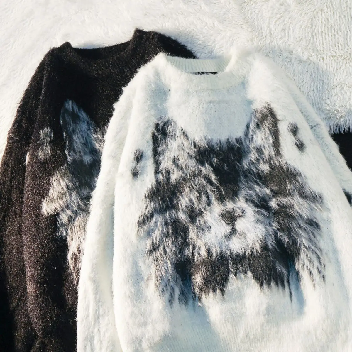 Tie Dye Cat Furry Sweater Pullover American Harajuku Men Women Street Y2k Loose Hip Hop Oversized