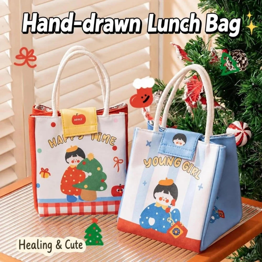 Cute Large Capacity Lunch Box Bag Portable Insulated Lunch Bag Fresh Keeping Cartoon Lunch Tote Bag Student Lunch