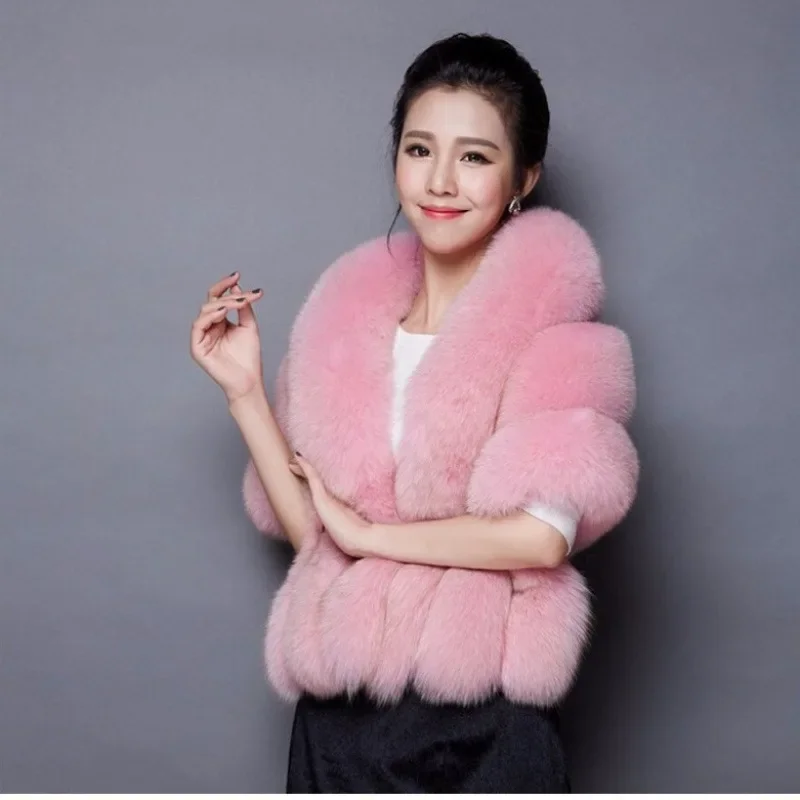 2024 Korean Fashionable Versatile Fox Fur Wedding Dress Sash Cropped Plus Size Leather Vest Women's Clothing Outerwear