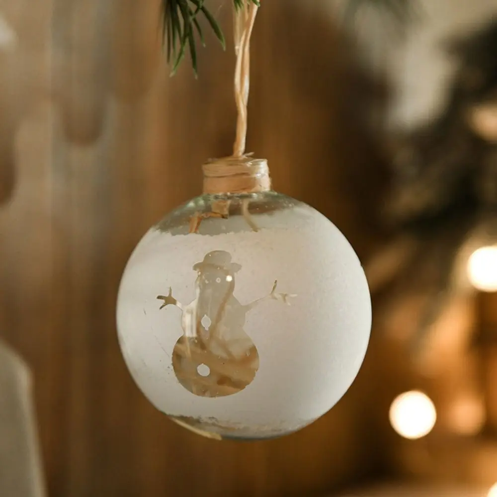 DIY 9CM Kerstboom Decoratie Bal Glas Hangende Kersthanger Witte Sneeuw Feestartikelen Kerst Ornamenten Nieuwjaar