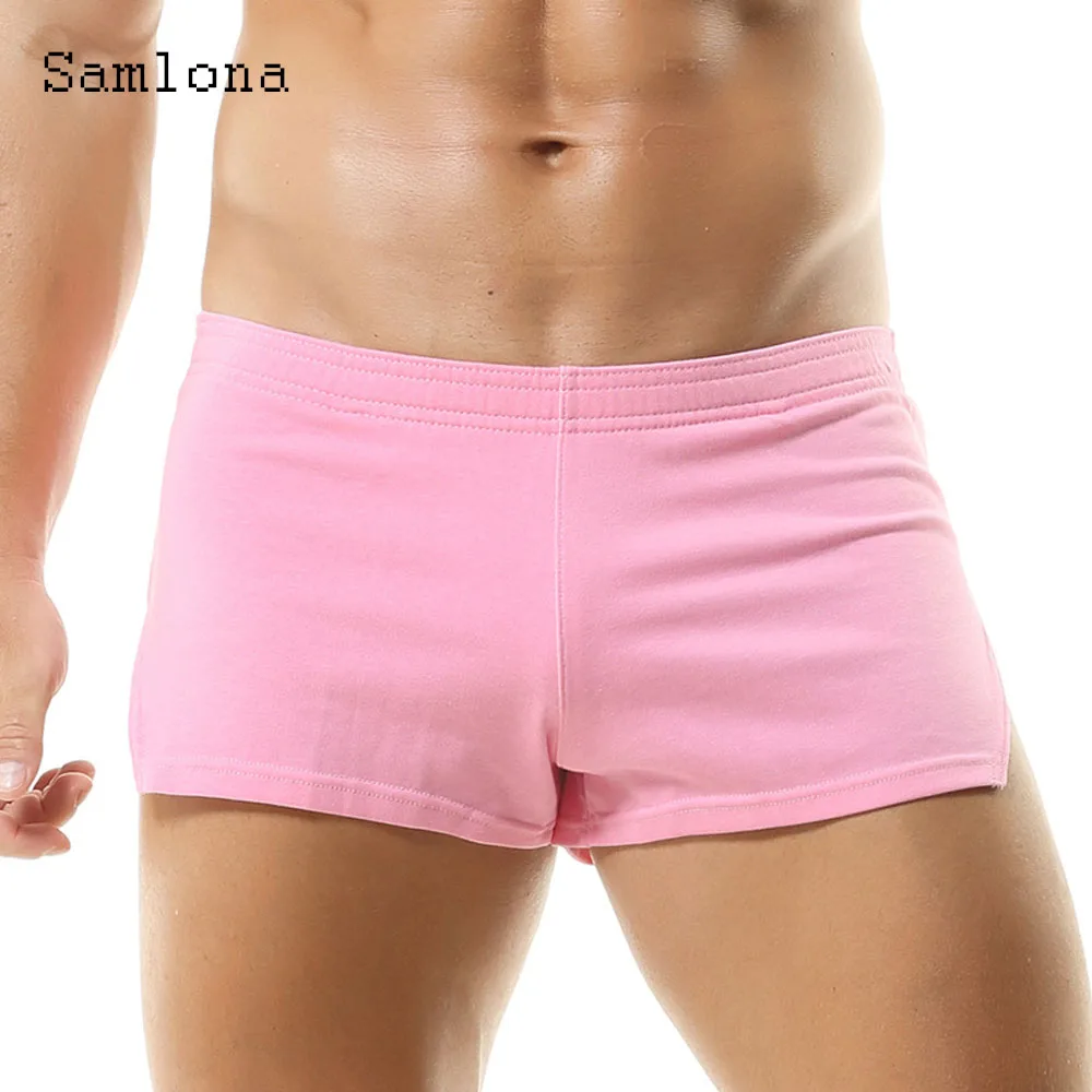 Men\'s Fashion Leisure Both Split Edge Shorts Sexy Elastic Waist Short Pants 2024 Summer New Casual Beach Shorts Male Clothing