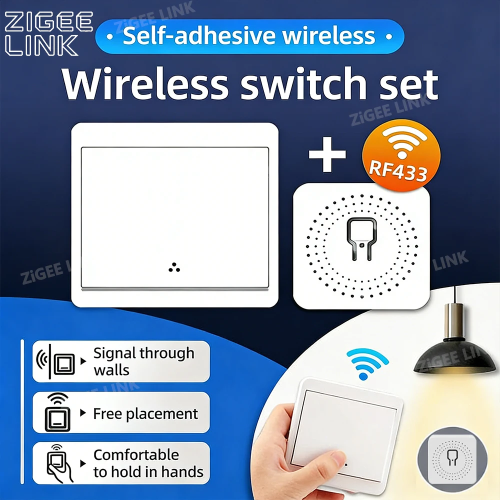 RF433MHz Mini Wireless Remote Control Light Switch 1/2/3 Gang 86 Wall Transmitter Switch Button Wall Panel Switch