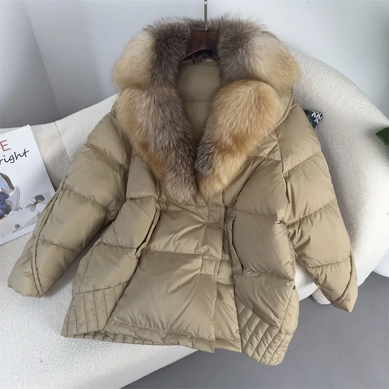 Pinghu down jacket women's high-end women's  new winter fashion warm loose medium length goose down jacket 2024