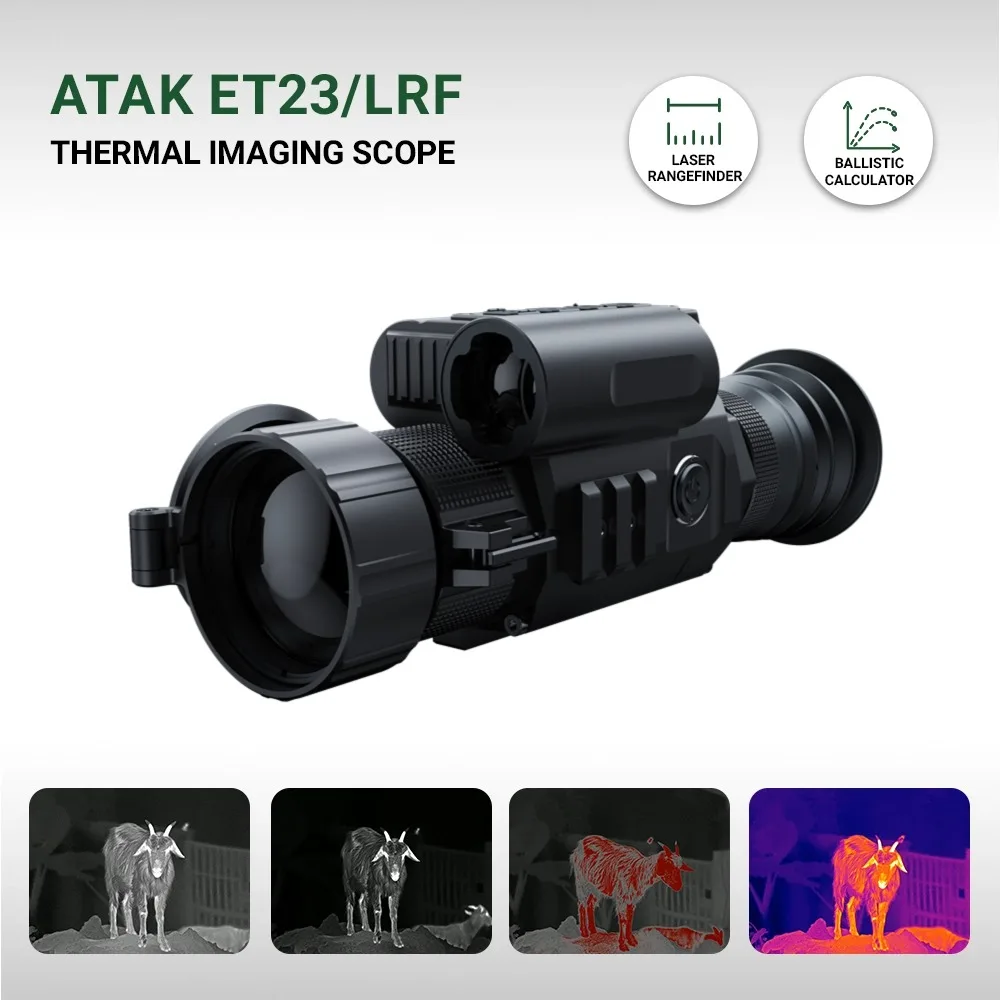 Hunting Thermal Imaging Scope Red Dot Sight Ballistic Calculator 12um 25mK Loop Recording Camera ET23LRF lunetas para caça