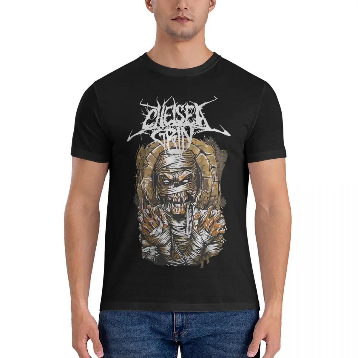 Men T-Shirts Mummy Rock Leisure Pure Cotton Tees Short Sleeve Chelsea Grin T Shirts Round Neck Clothing Gift Idea