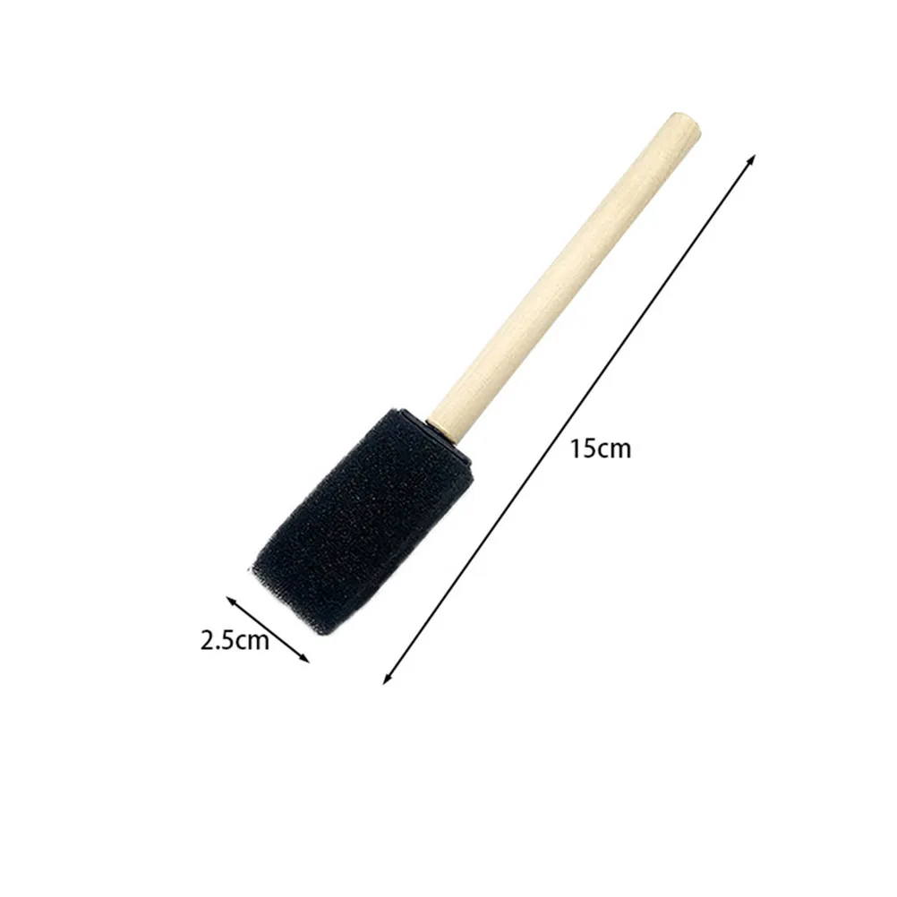 10Pcs Acrylic Foam Paint Brush Mop Brush For Painting For Art Student Wood Handle Sponge Set 1Inch 2Inch 3Inch