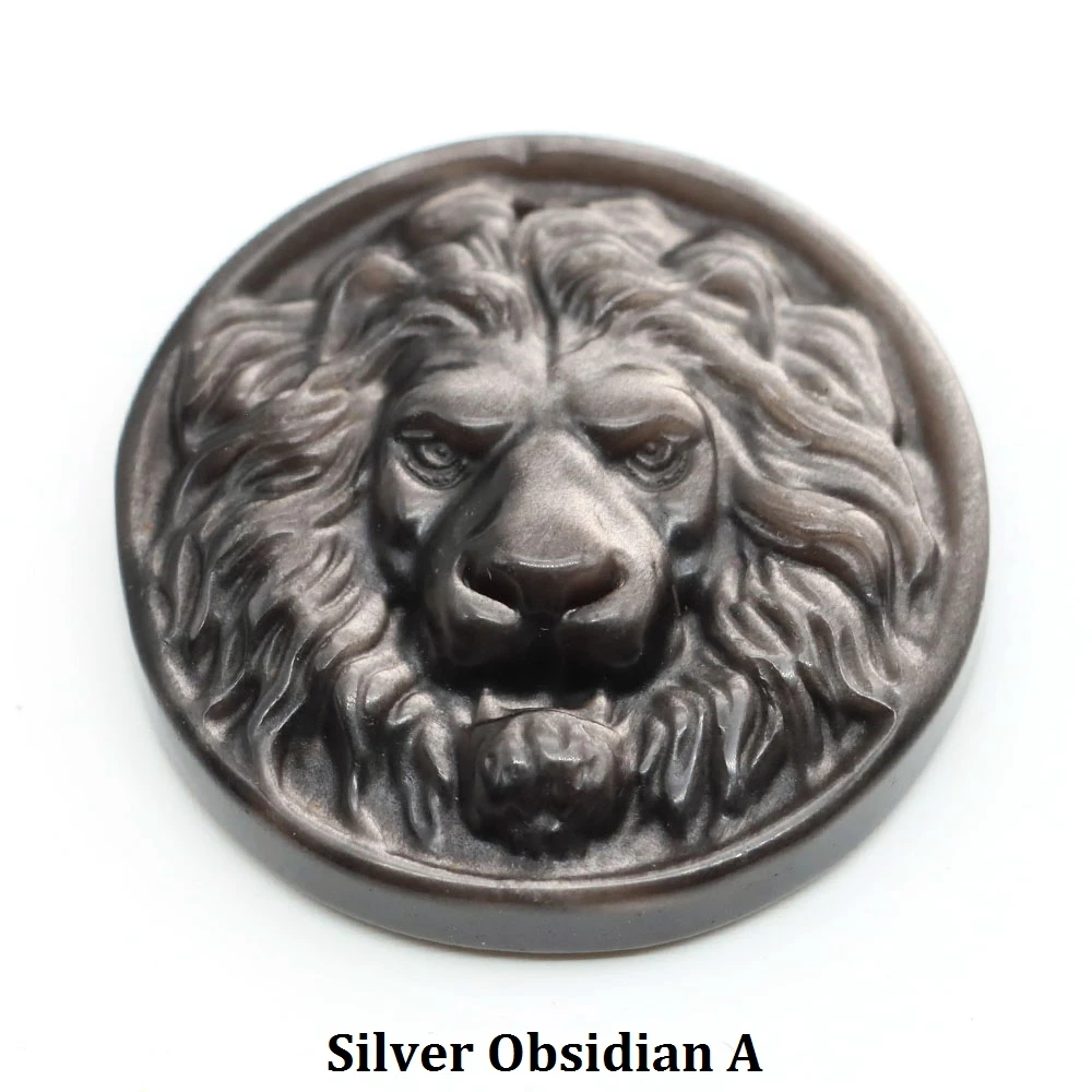 Naturstein Löwenkopf-Anhänger Labradorit Obsidian Tigerauge Geschnitzter Edelstein für Schmuckherstellung DIY Halsketten-Zubehör – Detail 13