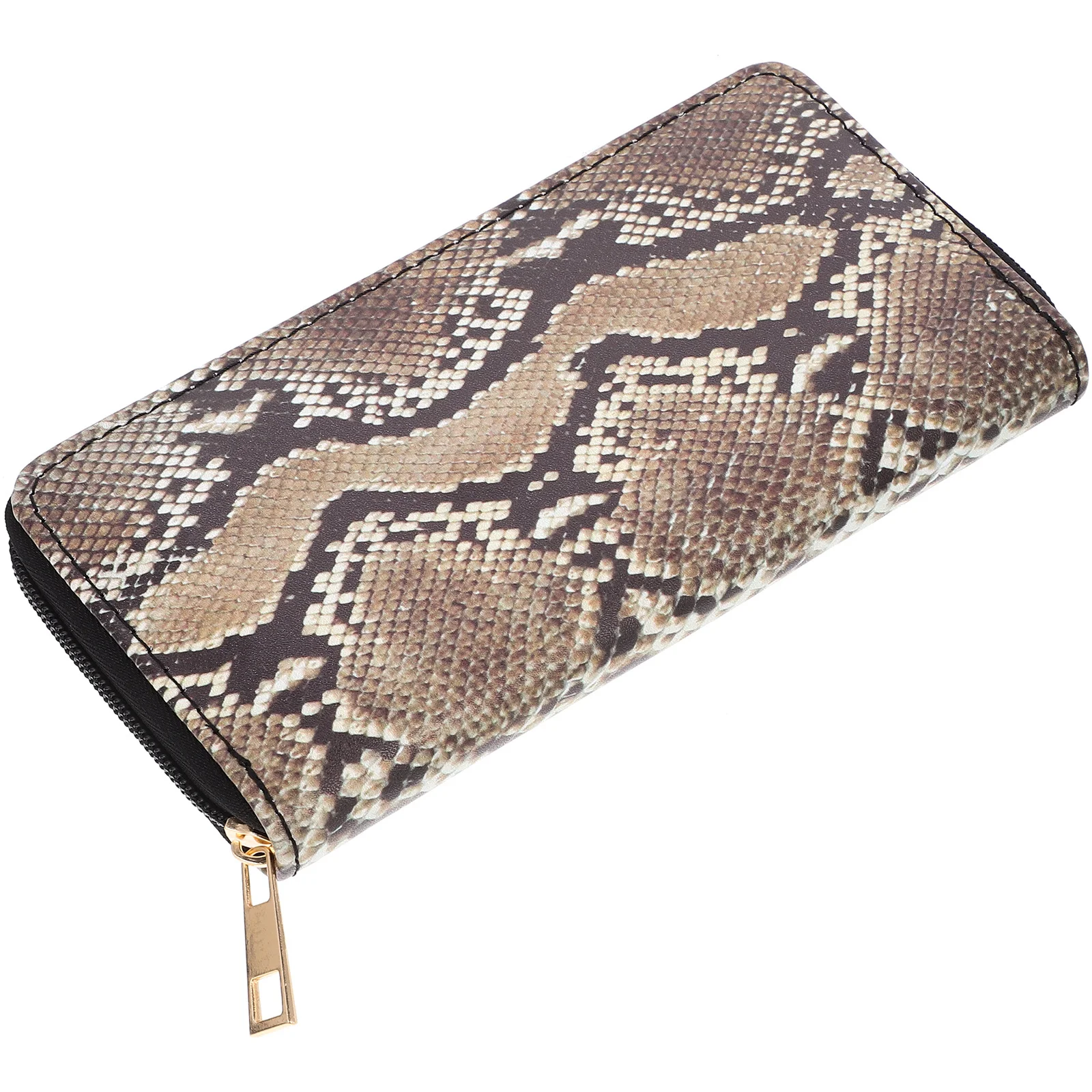 Snakeskin Pattern Women Wallet PU Clutch Purse Zipper Large Capacity Lightweight Practical Durable Gift Party Shopping