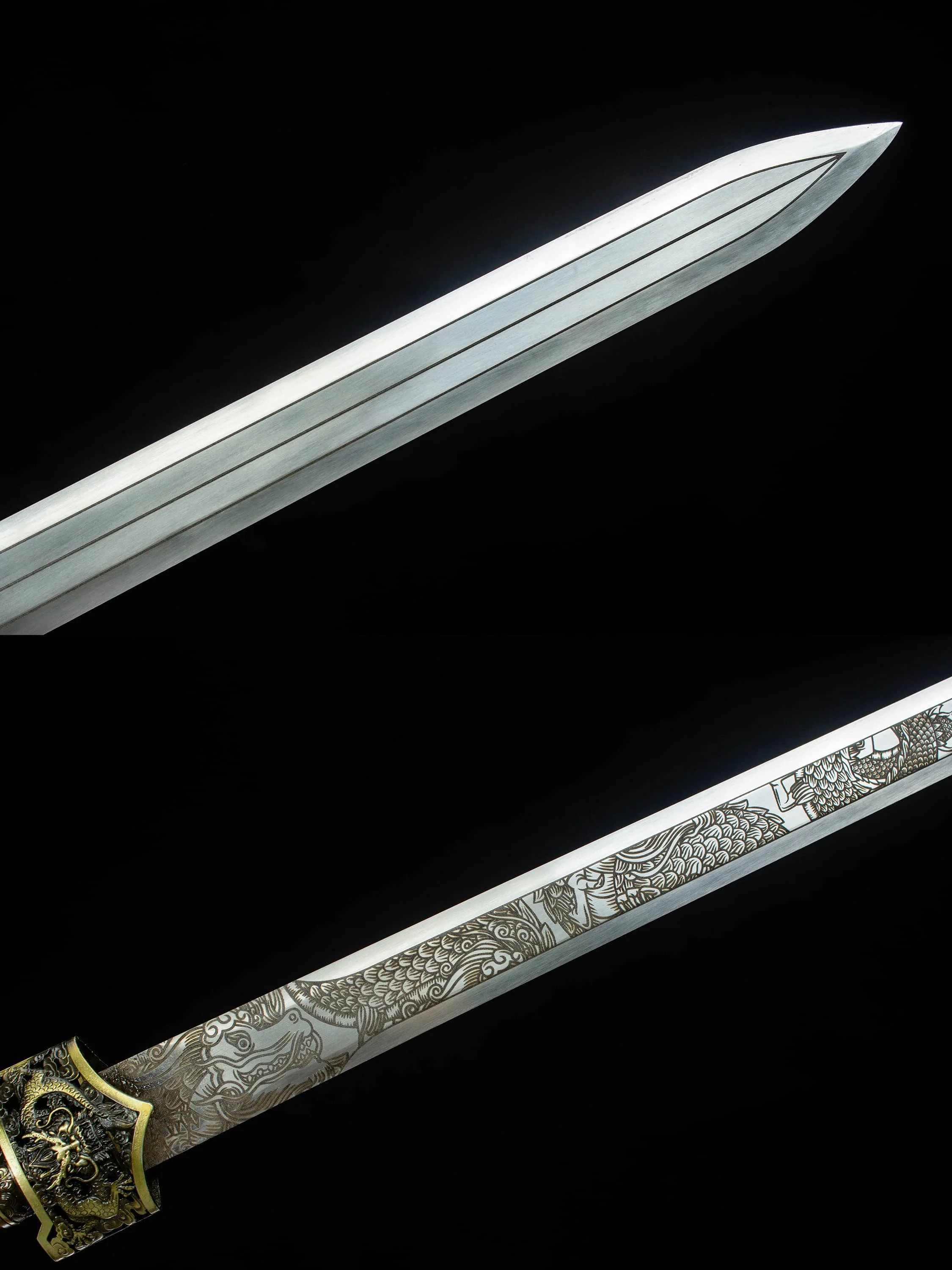 101cm Medieval Battle Sword Real Steel Chinese Dragon Battle ready Real Sword Kung Fu sharp retro weapon katana