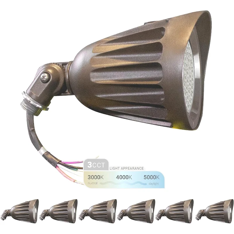 

NUWATT 25W LED Bullet Spotlight Flood Light (6 Pack) with 3CCT Switch & Knuckle Mount 120-277V Commercial Outdoor Weatherproof