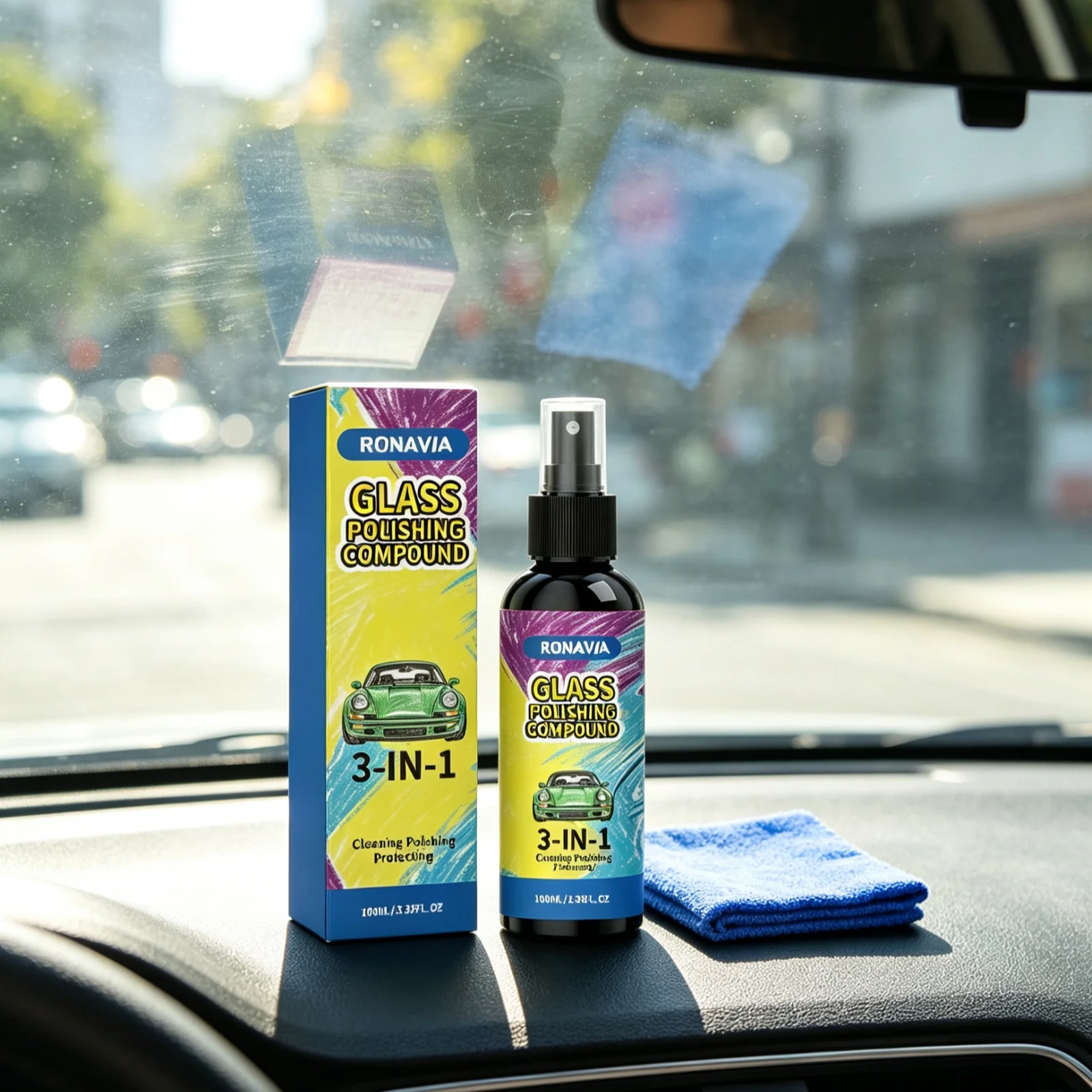 Car Glass Cleaning Agent Remove Oil Film Acid Rain Marks Repair Windshield Scratch Restore Mirror Luster Window Polishing Spray