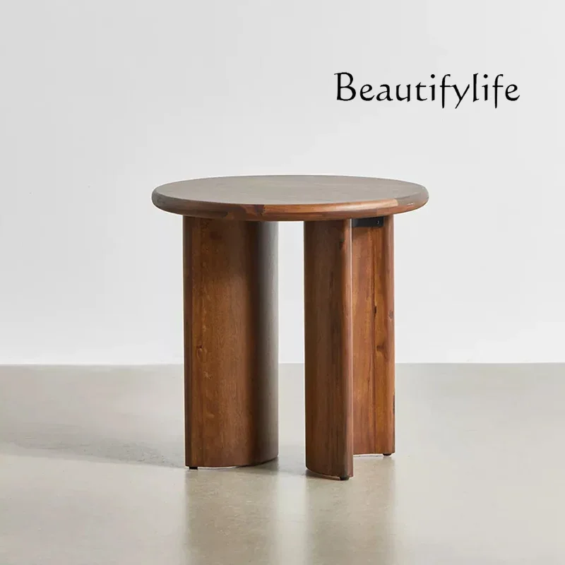 

N Japanese Style Solid Wood Side Table Nordic Simple Sofa Edge Coffee Table Designer round Mini Corner Table