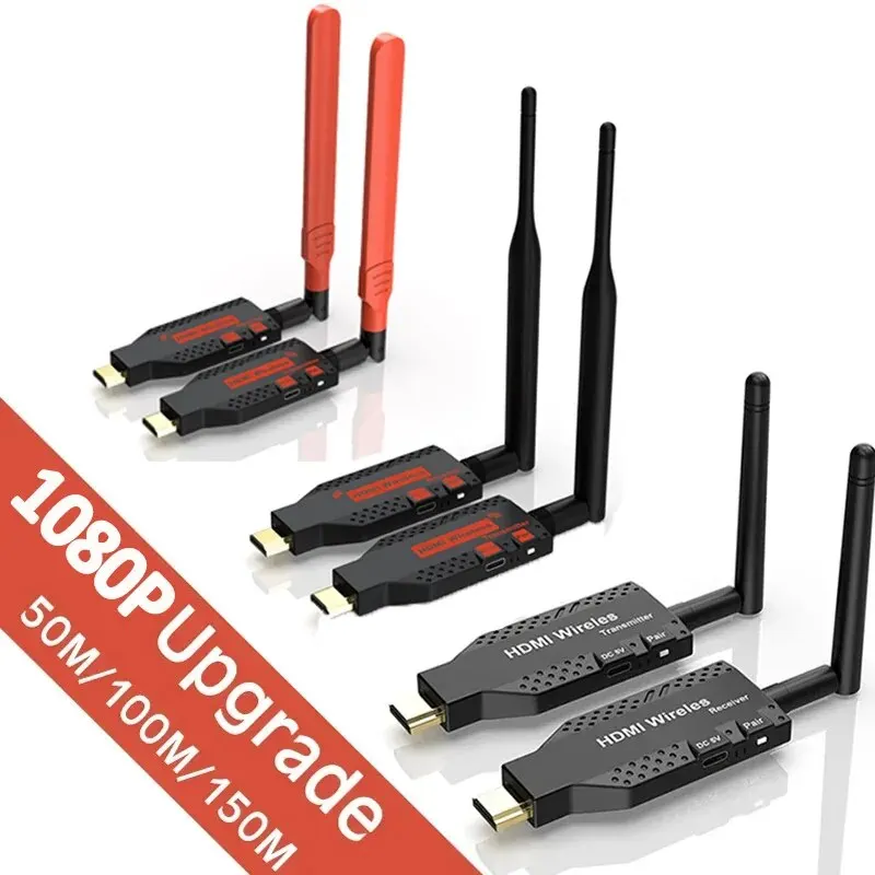 Bezprzewodowy przedłużacz HDMI 1080P 150m, 1 nadajnik do 4 odbiorników, transmiter i odbiornik wideo do PS4, kamery, laptopa, PC do TV, monitora