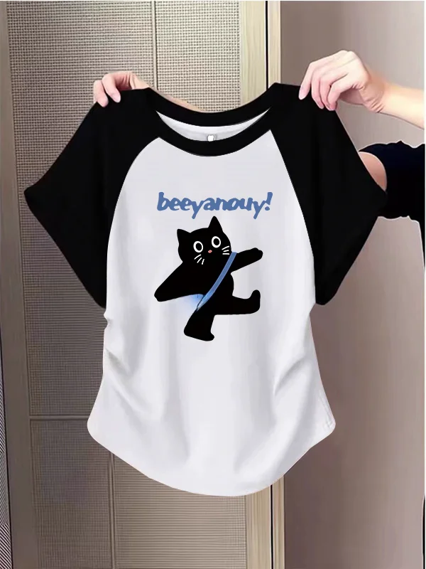 

Slimming Fit ort Sve T-irt Women's Summer New Sle Pure Cotton oulder Insert Design Korean Version Commute Sle Top