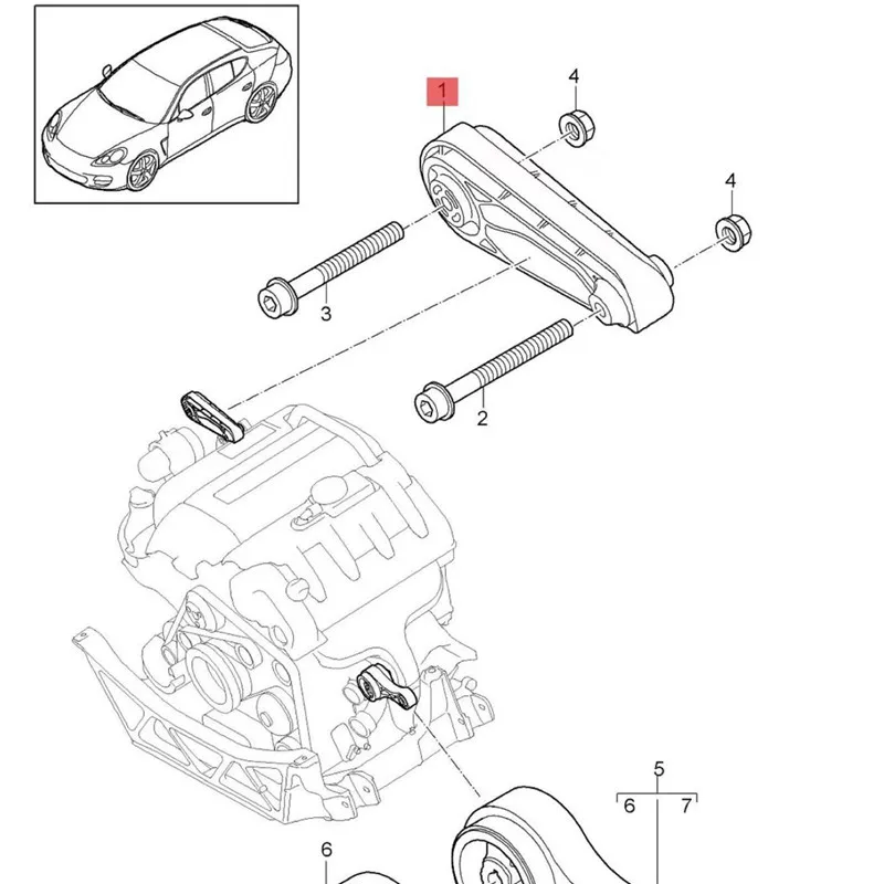 7PP199331A Auto Parts Car Upper Engine Torque Damper Mount Bracket for Porsche Cayenne 958 Macan 95B Panamera 970 2010-2018