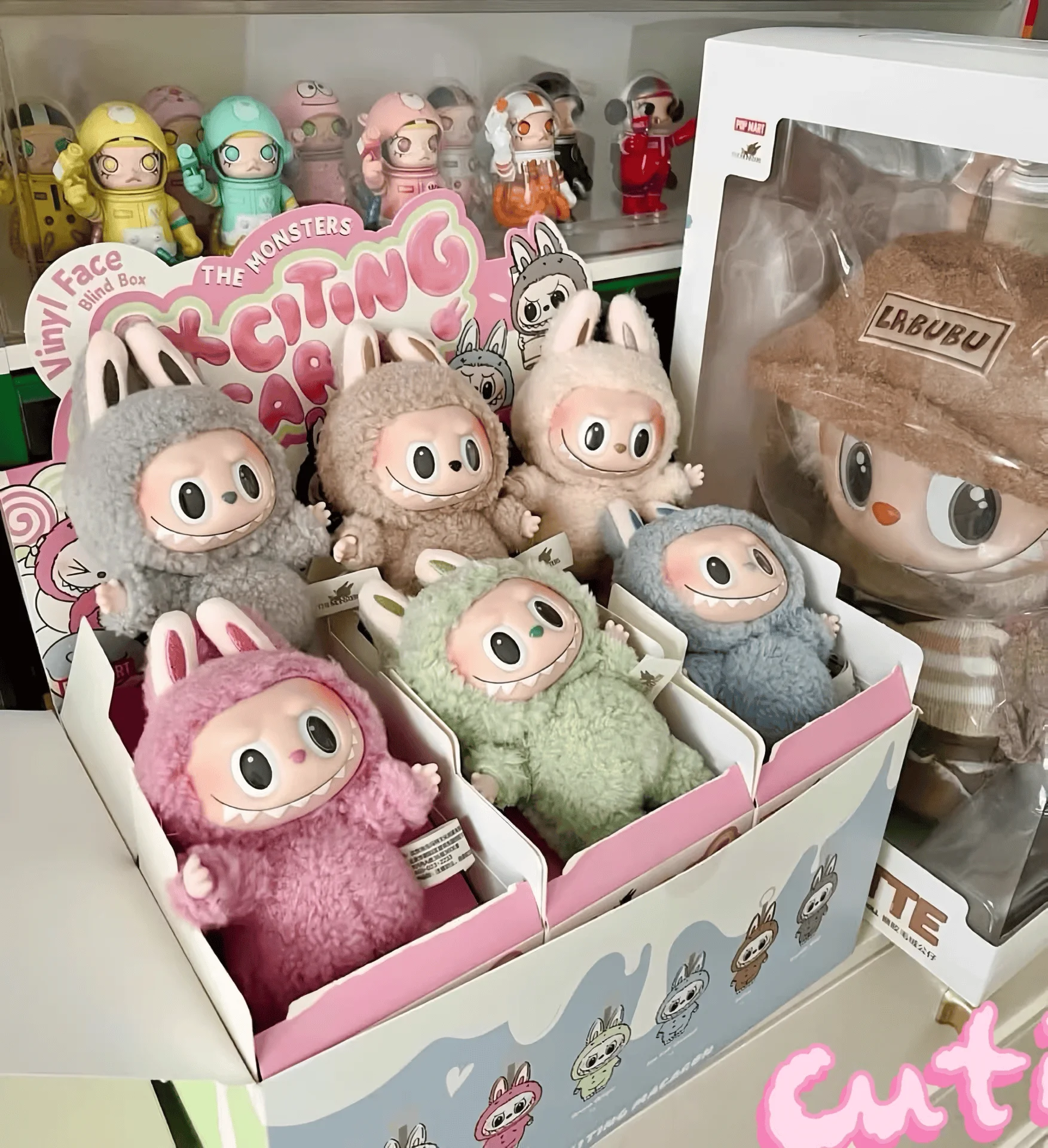 لطيف LABUBU أفخم المفاتيح صندوق أعمى من سلسلة ماكارونس لذيذ من POP MART دمية حيوان محشوة ناعمة لهواة الجمع عشوائي #4